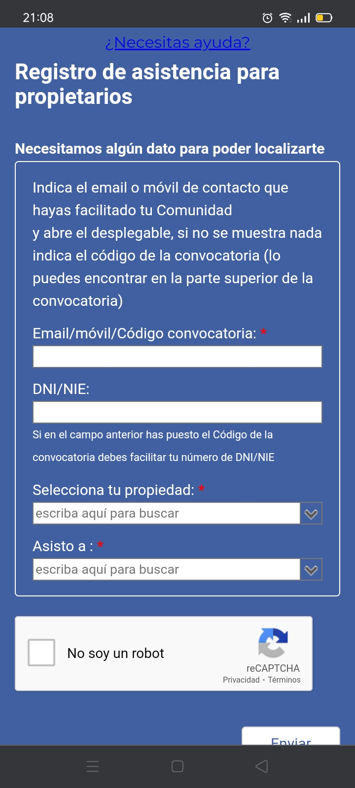 registro asistente movil
